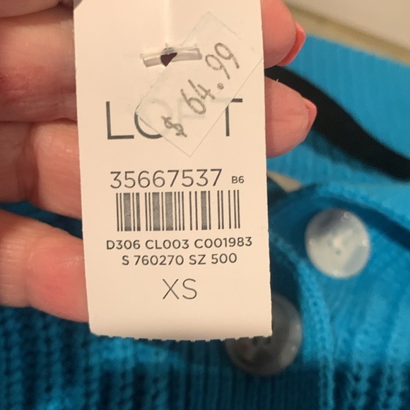 NWT LOFT Sweater Pullover Vibrant Blue Knit OVERSIZED XS - Picture 6 of 9